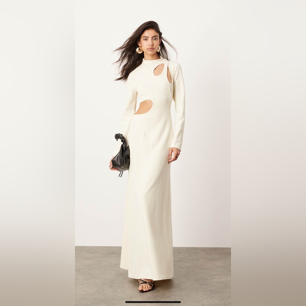 Elegant Cream Cut-Out Dress